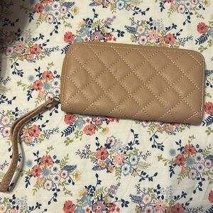 Brown wristlet wallet